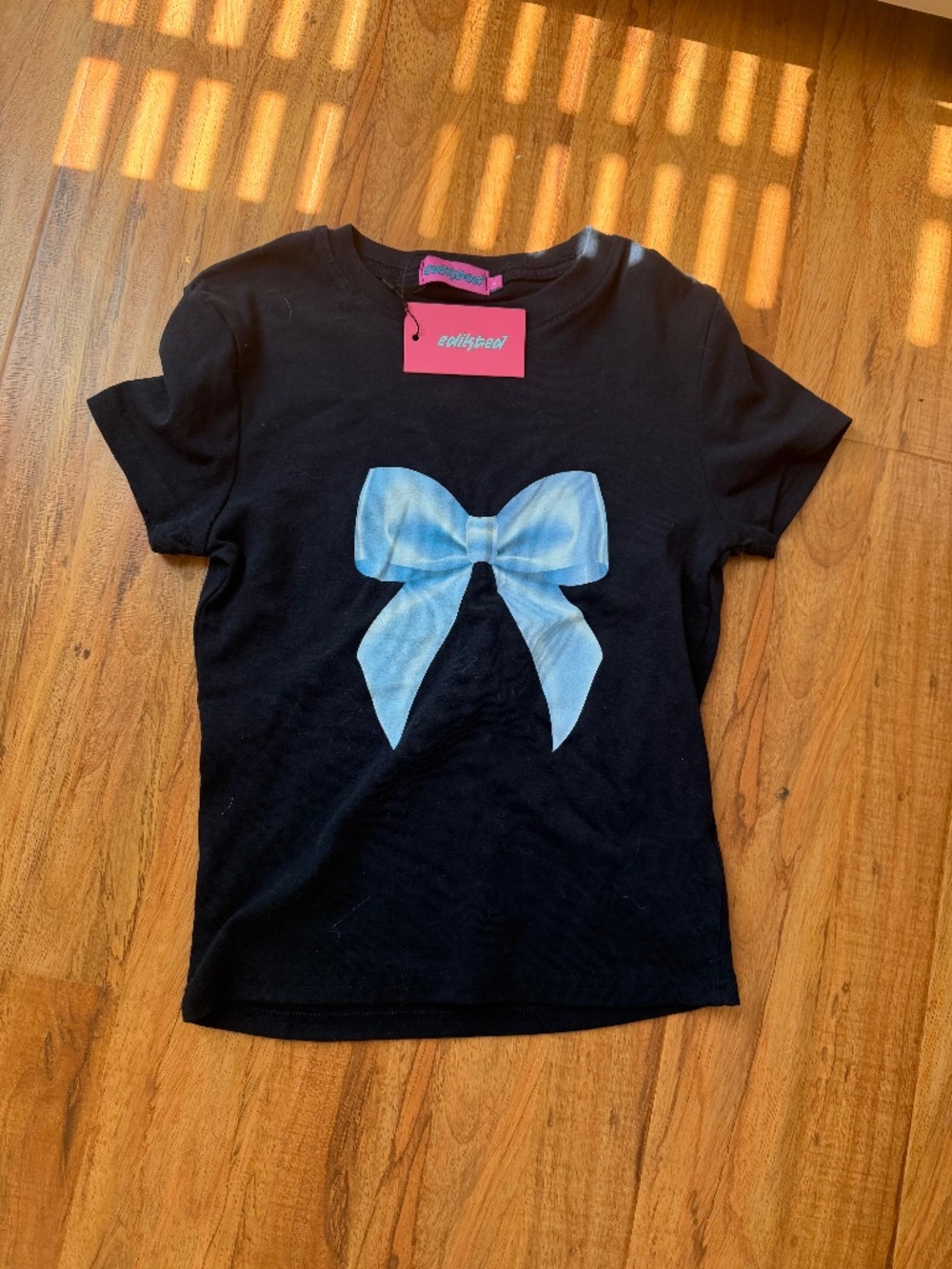 Edikted navy blue bow shirt